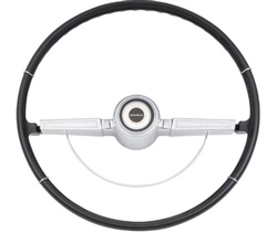 1966 Chevelle Steering Wheel Kit, Deluxe, Chrome 2-Spoke Shroud, Black