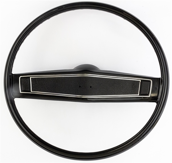 1970 Chevelle Standard Steering Wheel Kit, Black with Black Madrid Grain Shroud