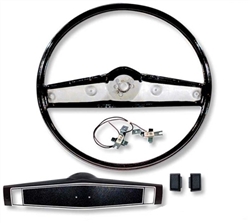 1969 Chevelle Standard Steering Wheel Kit, Black with Black Pebble Shroud