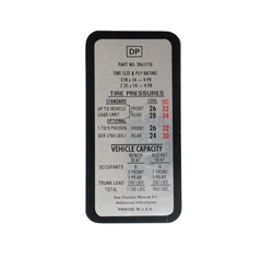 1969 Nova Tire Pressure Decal, 3961710