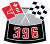 396 Big Block Crossed Flags Air Cleaner Breather Decal