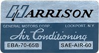 1965 Air Conditioning Label (Firewall Box) (All with Air Conditioning) (EBA-70-65B)