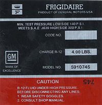 1969 Air Conditioning Compressor Label (Red)