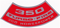 350 Turbo-Fire 350 Horsepower Air Cleaner Breather Decal | Muscle Car Central
