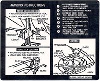 1970 Chevelle Jacking Instructions Decal, Early Production 3979905