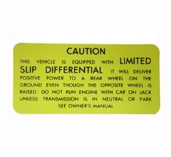 1970 - 1972 Canadian Trunk Caution Positraction with Limited Slip Differential Decal