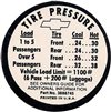 1966 Chevelle Glove Box Tire Pressure Decal, Except SS, 3888745