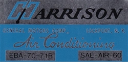 1971 Chevelle or Nova Air Conditioning Evaporator Box, Harrison Decal