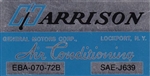 1972 Chevelle or Nova Air Conditioning Evaporator Box, Harrison Decal