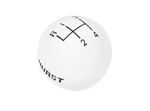 Shifter Knob Ball, White 4 Speed, 3/8 Inch Coarse Thread, Hurst Logo On The Sides