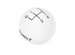 Shifter Knob Ball, White 4 Speed, 3/8 Inch Coarse Thread, Hurst Logo On The Sides