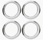 15 X 8 Chevy Rally Wheel Trim Rings, Replacement Style with Rounded Smooth Edge, Set 4