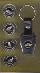 Gold Bowtie Anti Theft Wheel Valve Stem Caps With Keychain