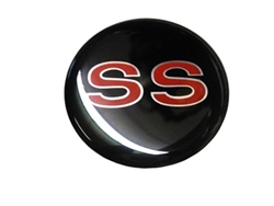 Center Cap Decal, Black with Red SS, 1 3/4 Inches, Each