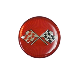 Center Cap Decal, Red with Crossed Flags, 1 3/4 Inches, Each