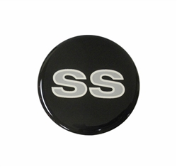 Center Cap Decal, Black with Silver SS, 2 1/8 Inches, Each