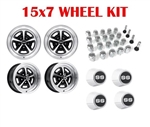 LEGENDARY MAGNUM 500 ALLOY SS WHEEL 15X7, SUPER SPORT WHEEL, CENTER CAP, LUG NUTS, AND VALVE STEM KIT, GM BOLT PATTERN