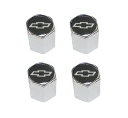 Valve Stem Caps, Custom, Black with Silver Bowtie