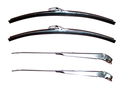 1968 - 1972 Nova Windshield Wiper Arms and Blades Kit, Brushed Finish