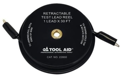 Retractable Test Lead Reel Wire with Alligator Clip, 1 Lead x 30'