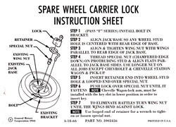 1968 - 1972 Chevelle and Nova Spare Wheel Carrier Lock Instruction Information Decal