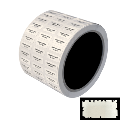 2,000 White Destructible Security Labels, Rectangle 0.75" x 0.25", Custom Print. >Click on item details to customize it.