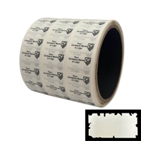 1,000 White Destructible Security Labels, Rectangle 1" x 0.5" (25mm x 13mm), Custom Print. >Click on item details to customize it.