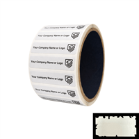 500 White Destructible Security Labels, Rectangle 2" x 0.5" (51mm x 13mm), Custom Print. >Click on item details to customize it.