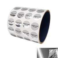 250 Silver Bright TamperVoidPro Metallic Tamper Evident Security Labels Seal Sticker, Round/ Circle 0.625" diameter (16mm). Custom Print. >Click on item details to customize it.