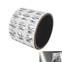 250 Silver Bright TamperVoidPro Metallic Tamper Evident Security Labels Seal Sticker, Round/ Circle 0.75" diameter (19mm). Custom Print. >Click on item details to customize it.