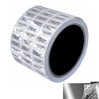 500 Silver Bright TamperVoidPro Metallic Tamper Evident Security Labels Seal Sticker, Rectangle 0.75" x 0.25" (19mm x 6mm). Custom Print. >Click on item details to customize it.