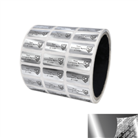 250 Silver Bright TamperVoidPro Metallic Tamper Evident Security Labels Seal Sticker, Rectangle 1" x 0.5" (25mm x 13mm). Custom Print. >Click on item details to customize it.