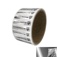 500 Silver Bright TamperVoid Metallic Tamper Evident Security Labels Seal Sticker, Rectangle 1.75" x 0.375" (44mm x 9mm). Custom Print. >Click on item details to customize it.