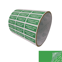 250 Green TamperColorÂ® Tamper Evident Security Label Seal Sticker, Rectangle 1"x 0.375" (25mm x 9mm). Printed: Warranty Void if Removed + Serial Number