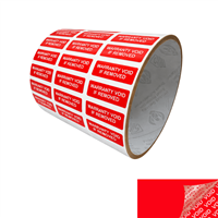 250 Red TamperColorÂ® Tamper Evident Security Label Seal Sticker, Rectangle 1"x 0.375" (25mm x 9mm). Printed: Warranty Void if Removed + Serial Number