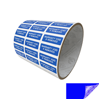 250 Blue TamperGuard Tamper Evident Security Label Seal Sticker Non Residue, Rectangle 1"x 0.375" (25mm x 9mm). Printed: Warranty Void if Removed + Serial Number.
