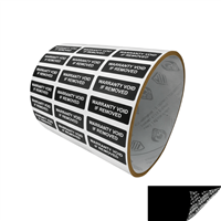 250 Black TamperGuard Tamper Evident Security Label Seal Sticker Non Residue, Rectangle 1"x 0.375" (25mm x 9mm). Printed: Warranty Void if Removed + Serial Number.