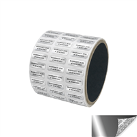 250 Silver Bright/ Chrome TamperGuard Tamper Evident Security Label Seal Sticker Non Residue, Rectangle 0.75" x 0.25" (19mm x 6mm). Printed: Warranty Void if Removed + Serial Number.