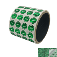 250 Tamper Evident Holographic Bright Green Security Label Seal Sticker TamperMax, Round/ Circle 0.625" diameter (16mm). Printed: Warranty Void if Removed + Serial Number
