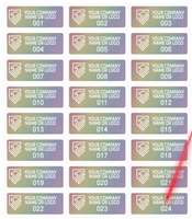 2,000 Rainbow TamperColorÂ® Tamper Evident Security Label Seal Sticker, Size 1" x 0.375" (25mm x 9mm).Demetalized Laser Customization. >Click on item details to customize it.