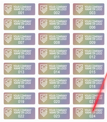 2,000 Rainbow TamperColorÂ® Tamper Evident Security Label Seal Sticker, Size 1" x 0.375" (25mm x 9mm).Demetalized Laser Customization. >Click on item details to customize it.