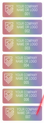 2,000 Rainbow TamperColorÂ® Tamper Evident Security Label Seal Sticker, size: 2" x 0.75" (51mm x 19mm).Demetalized Laser Customization. >Click on item details to customize it.