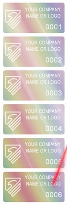 10,000 Rainbow TamperColorÂ® Tamper Evident Security Label Seal Sticker, size: 2" x 1" (51mm x 25mm).Demetalized Laser Customization. >Click on item details to customize it.