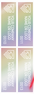 2,000 Rainbow TamperColorÂ® Tamper Evident Security Label Seal Sticker, Rectangle 2.75" x 1" (70mm x 25mm). Demetalized Laser Customization. >Click on item details to customize it.