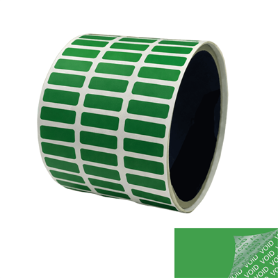2,000 Green TamperColorÂ® Tamper Evident Security Label Seal Sticker, Rectangle 0.75" x 0.25" (19mm x 6mm).