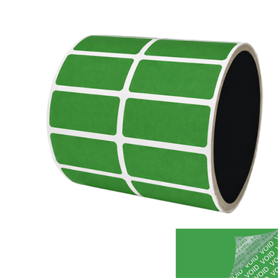2,000 Green TamperColorÂ® Tamper Evident Security Label Seal Sticker, Rectangle 1.5" x 0.6" (38mm x 15mm).