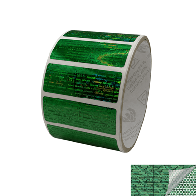 2,000 Tamper Evident Holographic Bright Green Security Label Seal Sticker, Rectangle 2" x 0.75" (51mm x 19mm)