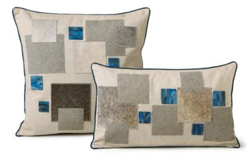 Modern Blue Mosaic Cowhide Pillows