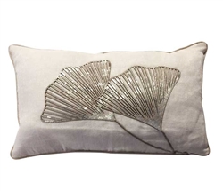 Ginko White Modern Pillow 12" x 20"