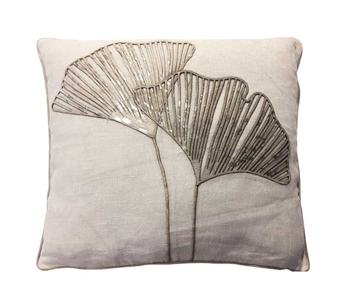 Ginko White Modern Pillow 20" x 20"